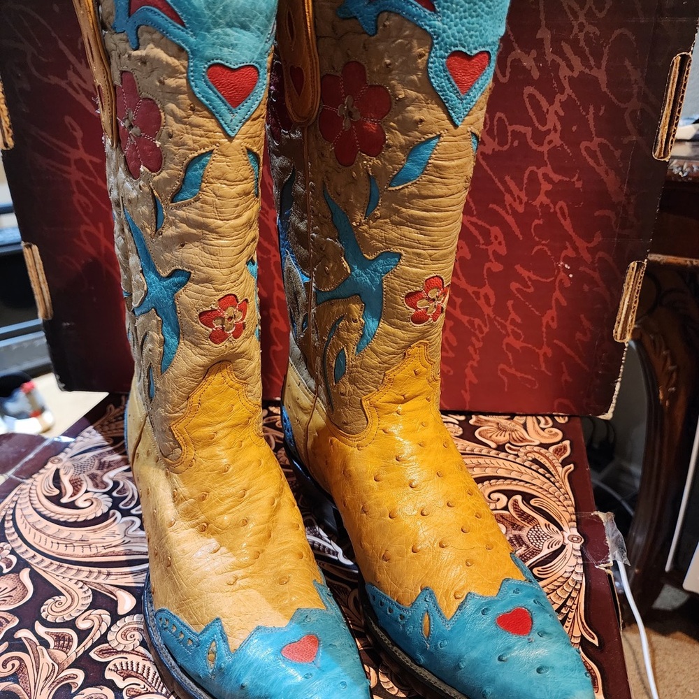 Jurassic Ranch Donna Jean Ostrich Cowboy Boots 6.5B